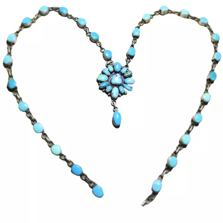 Vendita calda Vintage argento ovale per turchese per le donne vestito gioielli 15