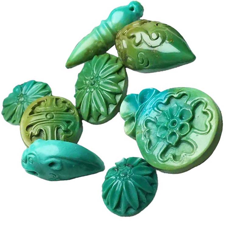 Ukiran Turquoise Beads Perhiasan yang menakjubkan Eksport China Vintage Vintage Diukir Turquoise Manik 15