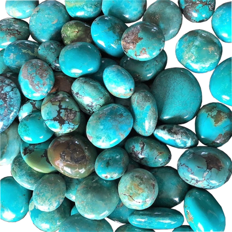 Təbii firuzəyi oval muncuq hamar mavi yaşıl oval muncuq firuzəyi zərgərlik edir 18