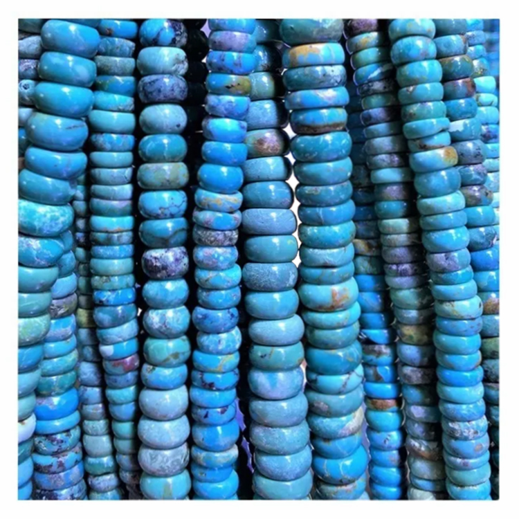 Təbii firuzəyi baraban muncuq mavi yaşıl firuzəyi gemstone muncuqları 18