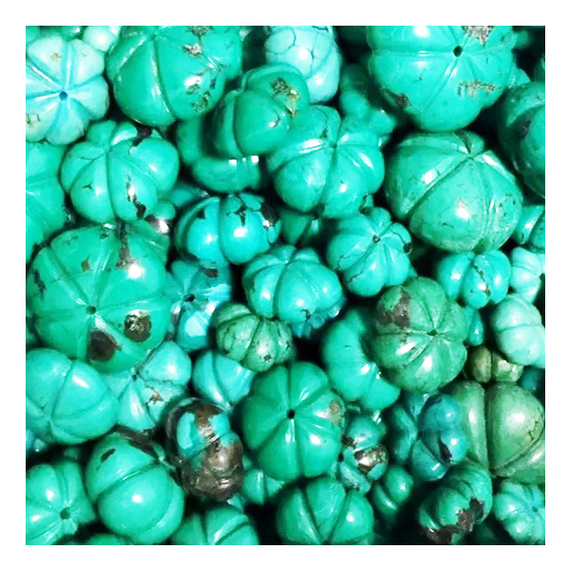 Natuerlike echte turquoise natuerlike 15mm Carved Rondelle Melon Strand 15