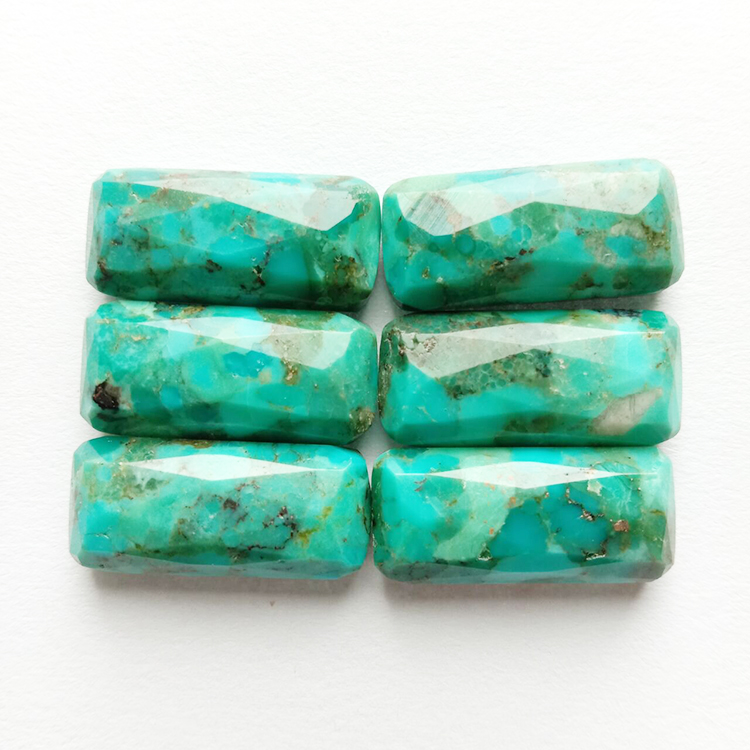 ທອງແດງສີຟ້າທໍາມະຊາດ Mohave Turquoise Square Flat back Cabochon calibrated Loose Gemstone ສໍາລັບ Jewellery Makin 15