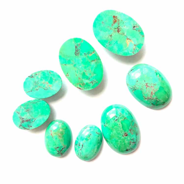 绿松石凸圆形一对宝石长椭圆形平背宝石批发绿松石宝石10x20mm 15