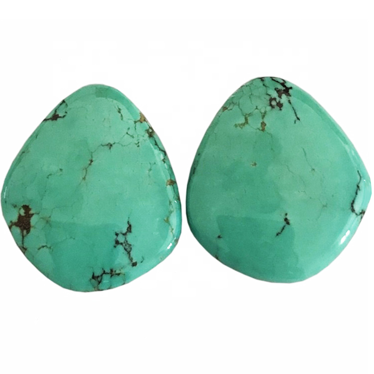Campitos Turquoise CabochOn Baby Blue Hand Cut Kingman Turquoise FreeForm Desorm Design Cabochon mei pyrite ynklúzjes 15