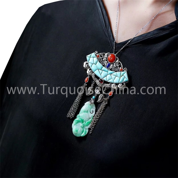 מנהג עכט טערקווויז פּענדאַנט צושטעלן מאַנופאַקטורער | זש געמס 7