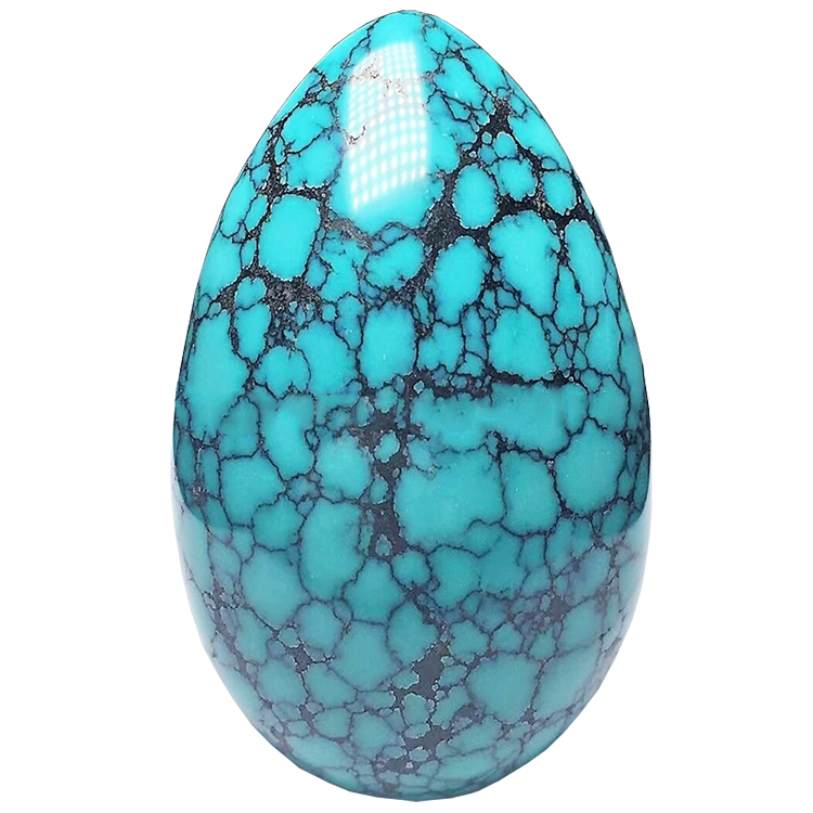 100% təbii HuBei üst mavi rəngli hörümçək toru Firuzəyi qiymətli daş Yumurta Muncuq zərgərlik 18
