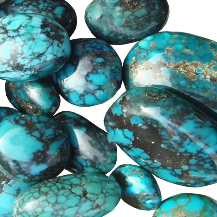 Dabīgais tirkīzs - gludas ovālas nuggets -Teal zils krāsa - vaļīgas pērles 18