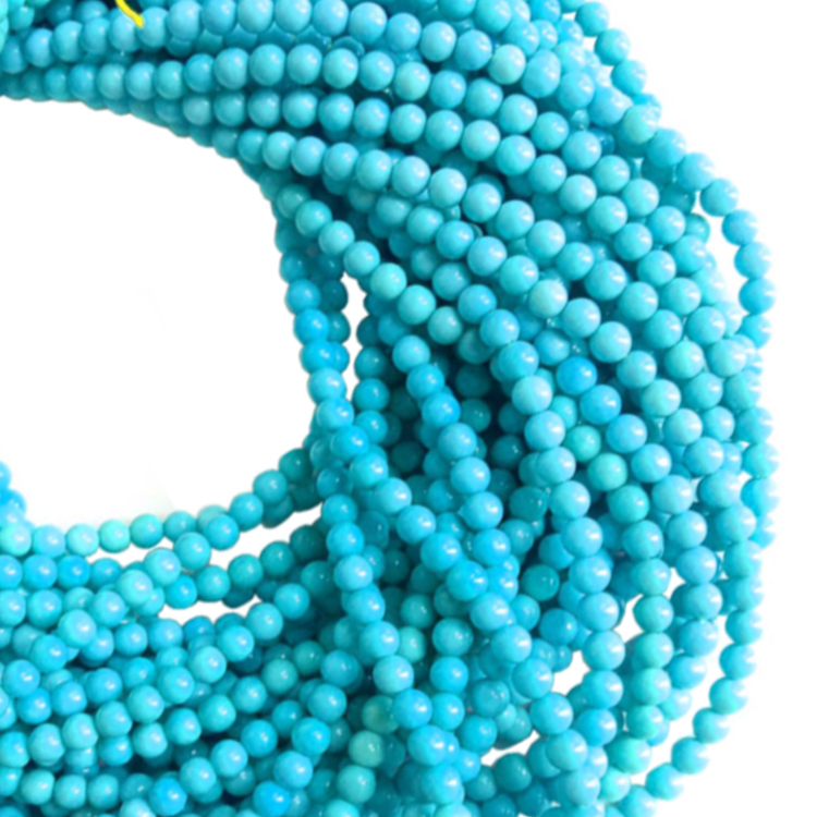 Gemstone Amẹrika ni aṣaju oorun ẹwa ti o sun egungun turquoise yika awọn ilẹkẹ 18