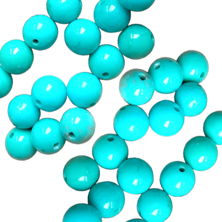 Təbii mavi firuzəyi hamar parlaq cilvazlı firuzəyi dəyirmi muncuq topdansatış gemstone muncuqları 18