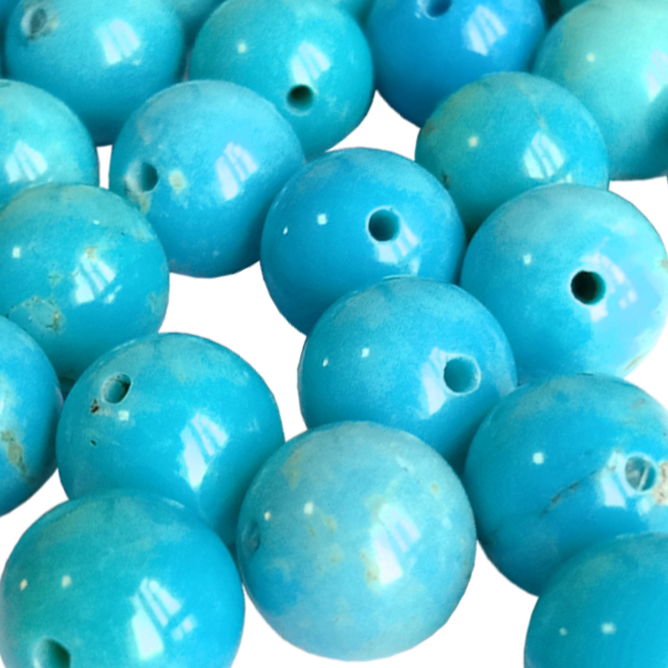 Batu permata semi mulia alami Cina pirus memoles manik-manik bundar 38