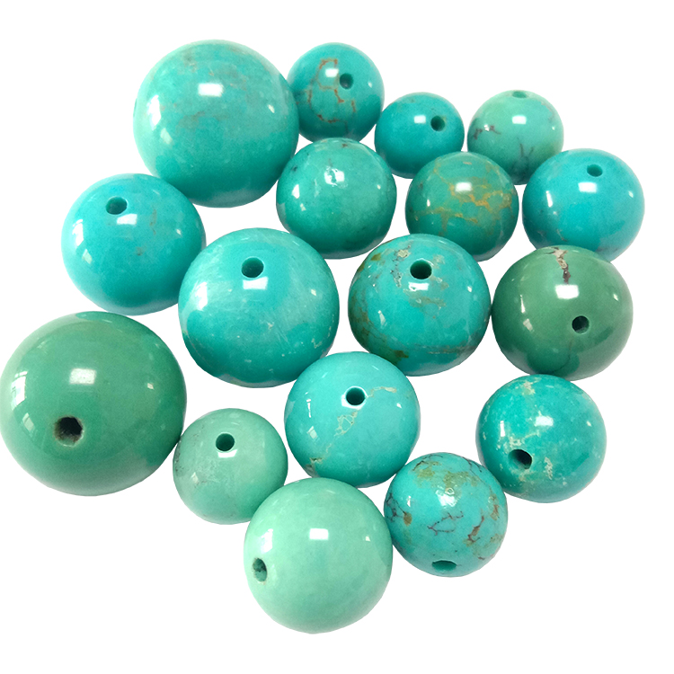 Bulat Bentuk Nyata Batu Alam Cina Turquoise Beads Jewelry 18