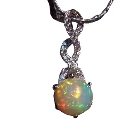 సహజ మెరిసే బ్లాక్ ఒపల్ లాకెట్టు డైమండ్ రత్నంలో నగల 7