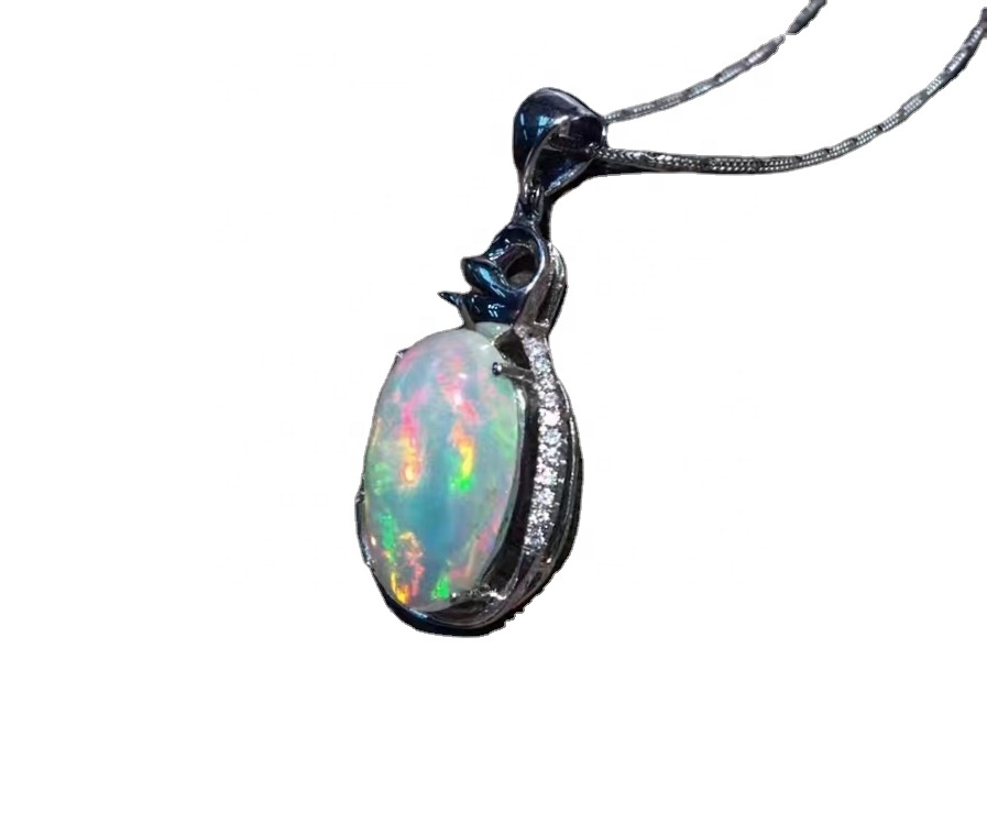 సహజ మెరిసే బ్లాక్ ఒపల్ లాకెట్టు డైమండ్ రత్నంలో నగల 11