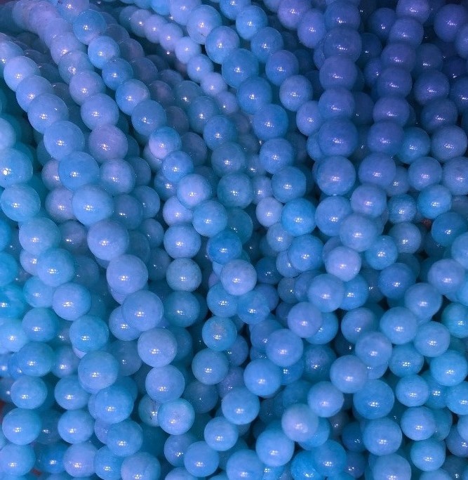 Cuentas redondas amazonitas Polidas apagadas Amazonita Blue Stone Beads Natural Russian Amazonita 9