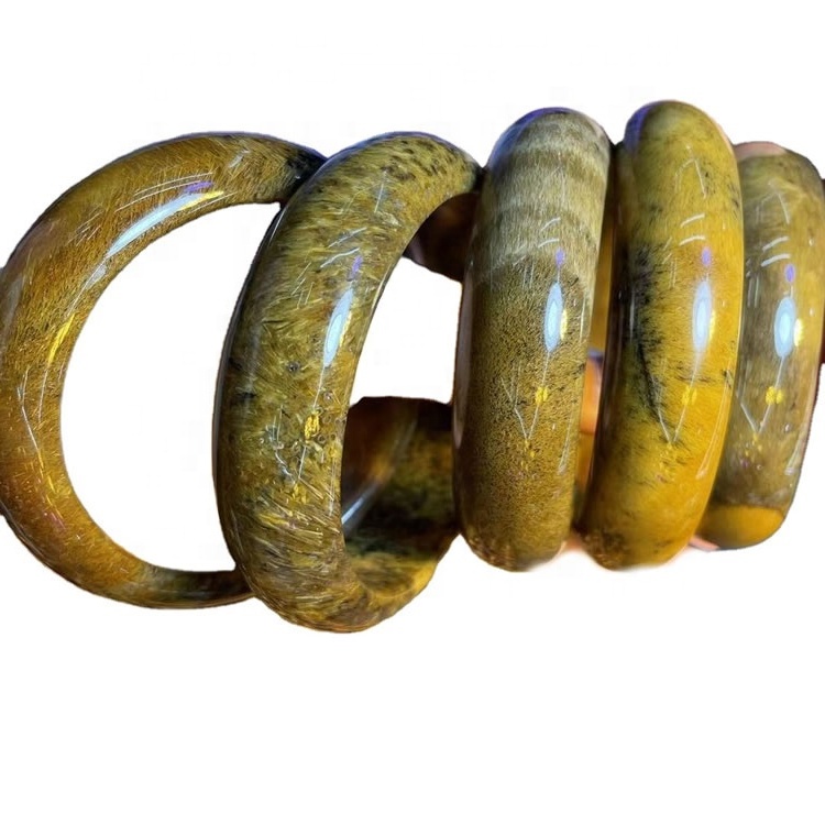 Природно срушени кварцни Бангле Натурал Бразилски Рутилирао Куартз наруквица специјални поклон за њему брзу испоруку 7