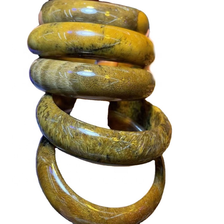 Природно срушени кварцни Бангле Натурал Бразилски Рутилирао Куартз наруквица специјални поклон за њему брзу испоруку 9