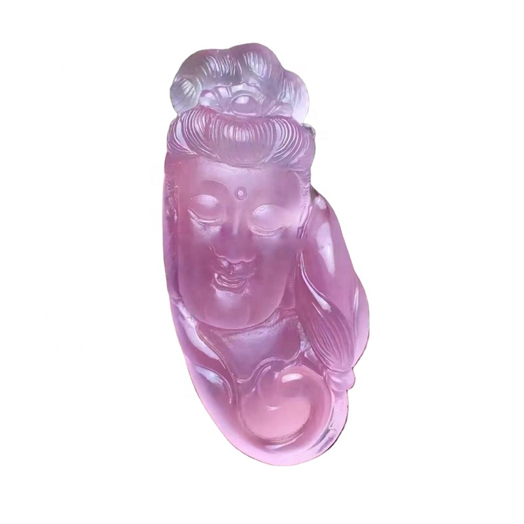 Quartz rose sculpté pierre animalière / statue de Bouddha sculptée pierre 7