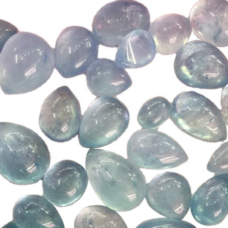 Природна бледо млегла плава аквамарина Перонски у облику кабохона лабав драгуљ 9