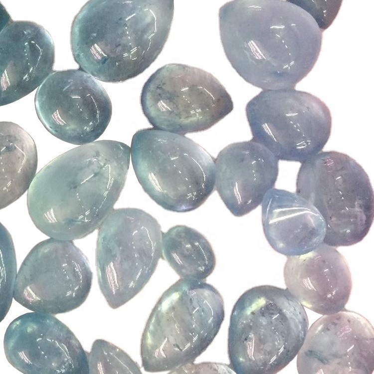 Природна бледо млегла плава аквамарина Перонски у облику кабохона лабав драгуљ 11