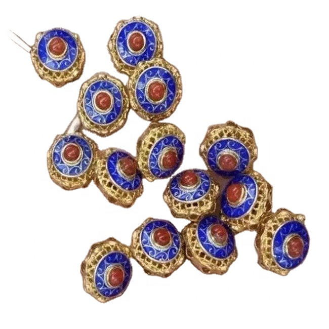 Yakasikwa Cloisonne Silver Fittings ine Inlaid Lapis Gemstone jewelry 9