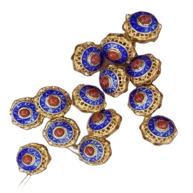 Yakasikwa Cloisonne Silver Fittings ine Inlaid Lapis Gemstone jewelry 11