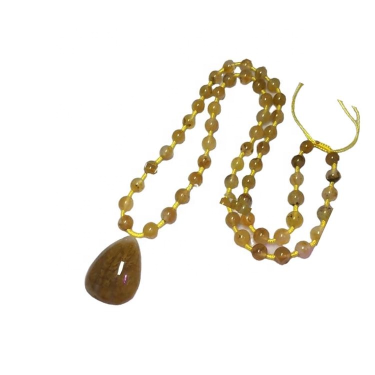 អង្កាំស្មៅពណ៌លឿងពិត គ្រឿងអលង្ការ Agate pendant Necklace 7