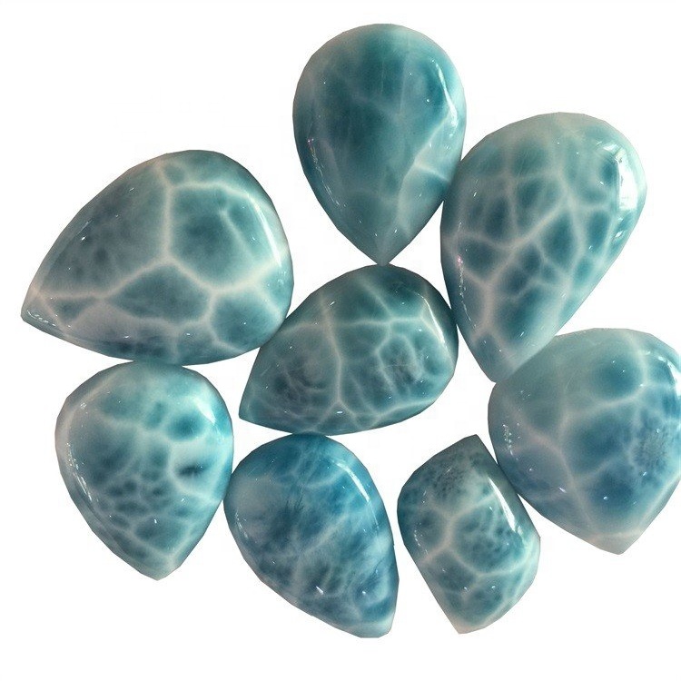 Natural azul larimar pêra forma cabochão gemstone natural dominicano larimar Genuine Gemstone 7