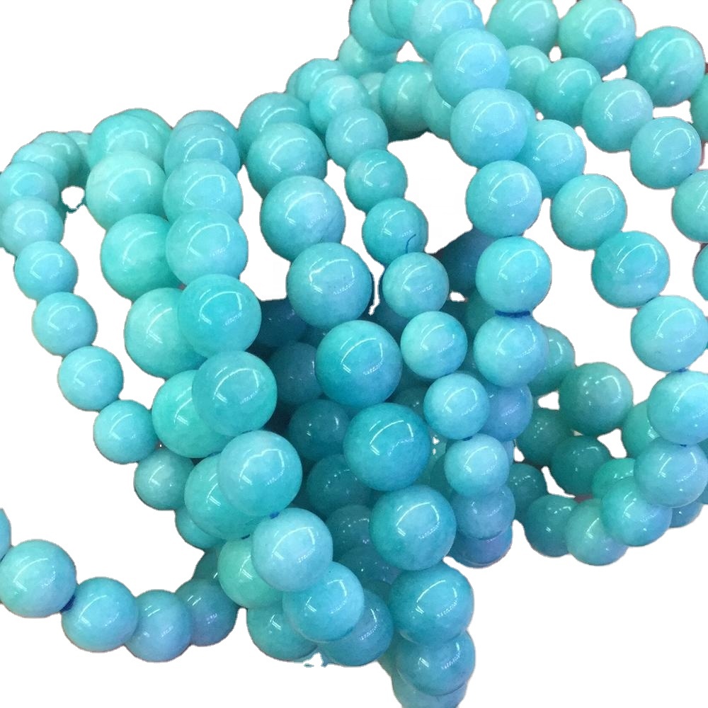 4 mm de 6 mm 8 mm 10 mm 12 mm 14 mm 16 mm redondear cuentas de piedras preciosas amazonitas 30