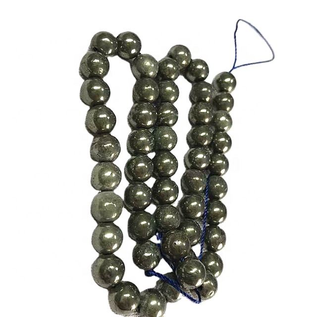 Pirita natural al por mayor (hematita) 4 mm 6 mm de 8 mm de cuentas redondas y cuerdas lisas de piedras preciosas 9