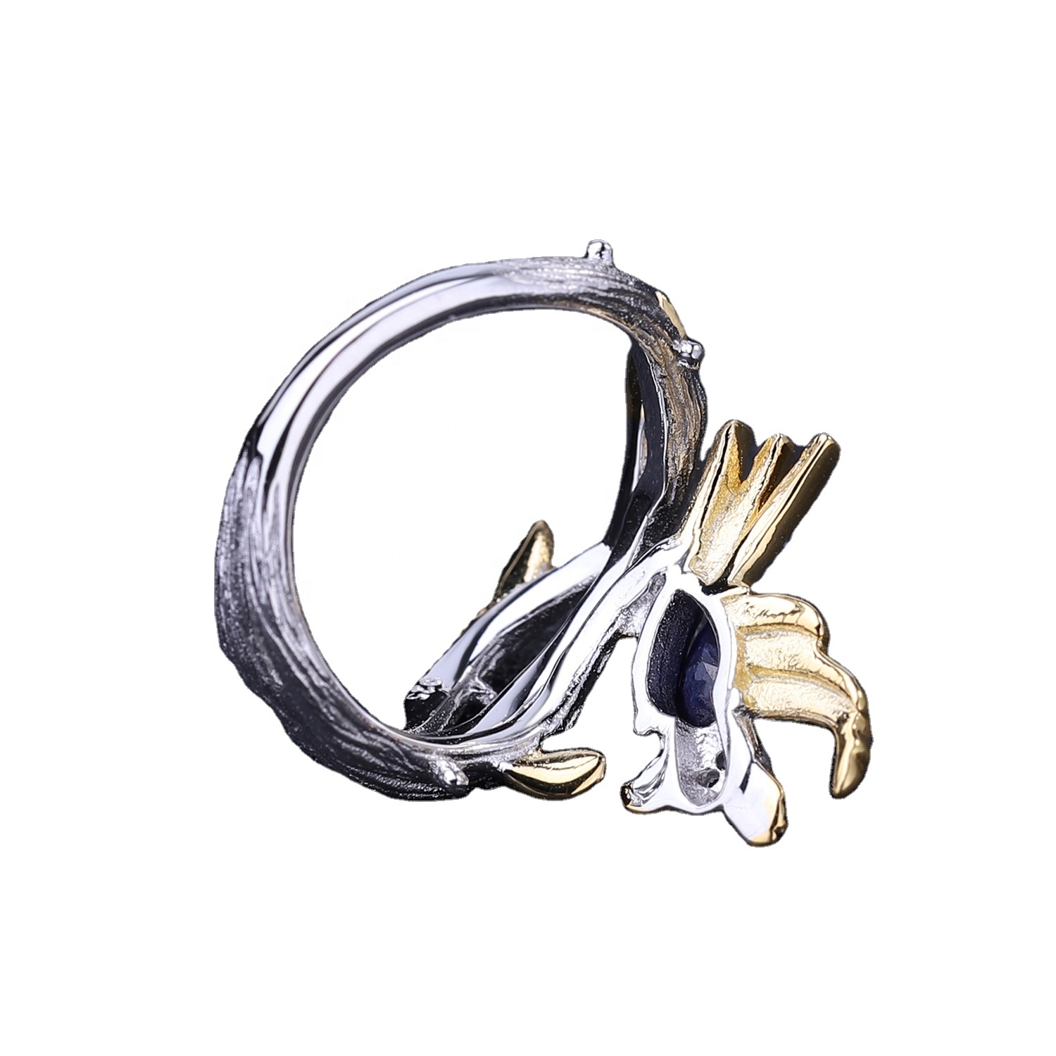 925 Sterling Zobe / Sapphire da ƙulli na Kulla / Zobe 7