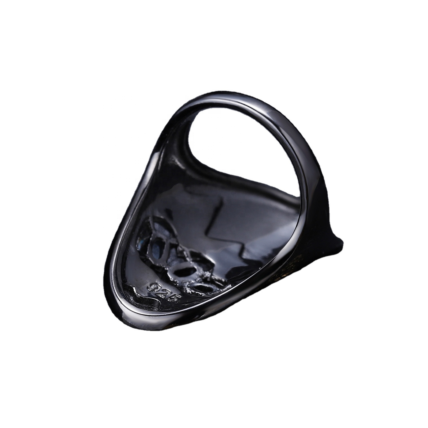 검은 아연 도금 된 금 도금 사파이어 링 11