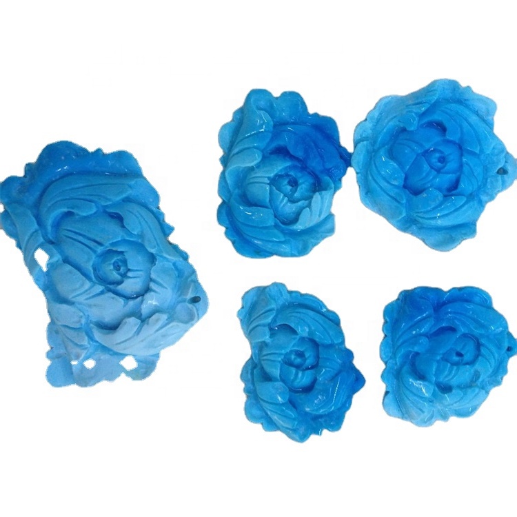 natural turquoise flower beads Arizona Turquoise Carving Flower Gemstone Beads Arizona Turquoise Carving Beads 10