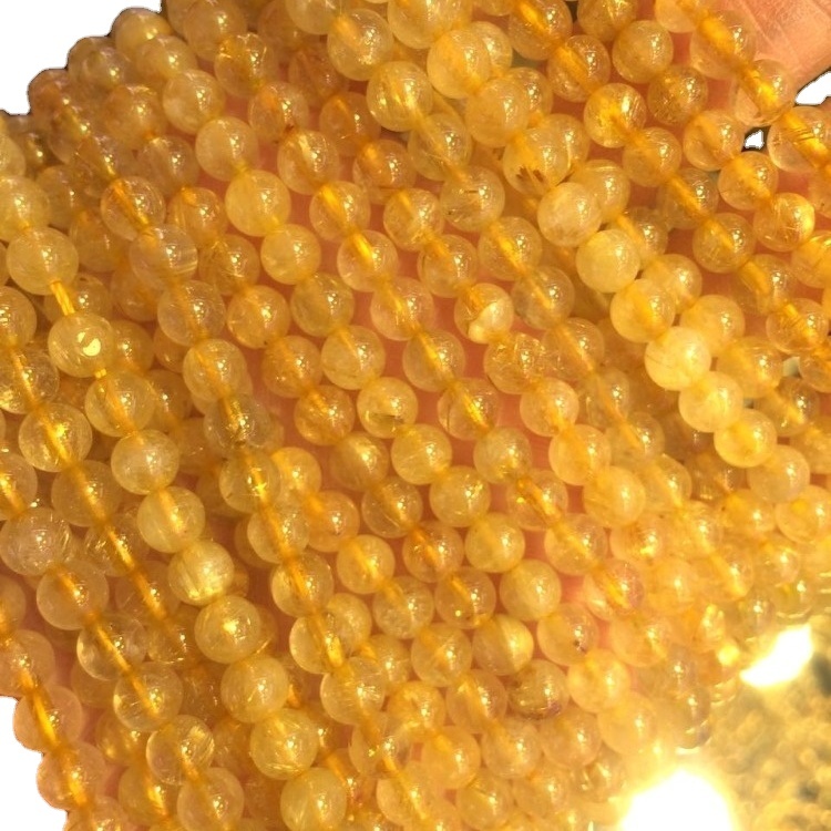 Golden Ruetilated الكوارتز الأحجار الكريمة الذهب الصف AA جولة فضفاض الخرز 11