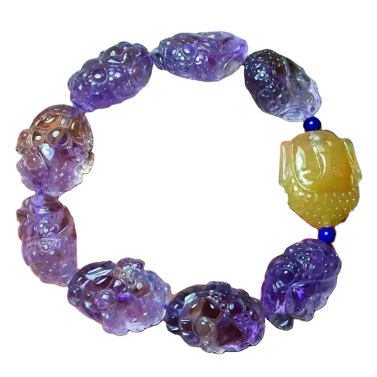 الأحجار الكريمة الطبيعية ametrine منحوتة سوار جعل الجملة معتزه و جمثي خلط الخرز جولة سوار 7