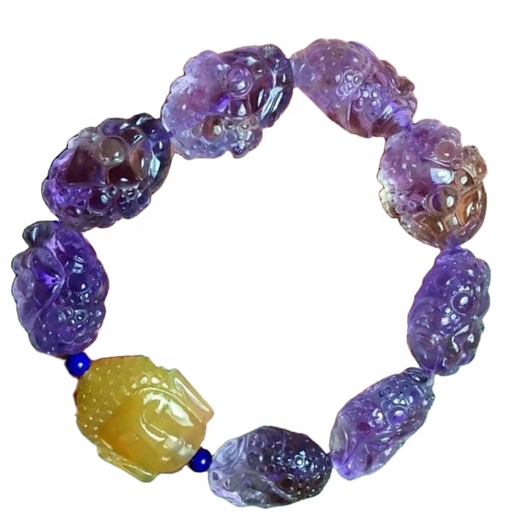 الأحجار الكريمة الطبيعية ametrine منحوتة سوار جعل الجملة معتزه و جمثي خلط الخرز جولة سوار 11