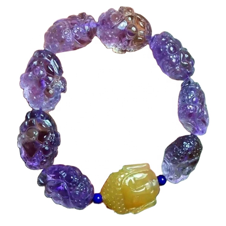الأحجار الكريمة الطبيعية ametrine منحوتة سوار جعل الجملة معتزه و جمثي خلط الخرز جولة سوار 9