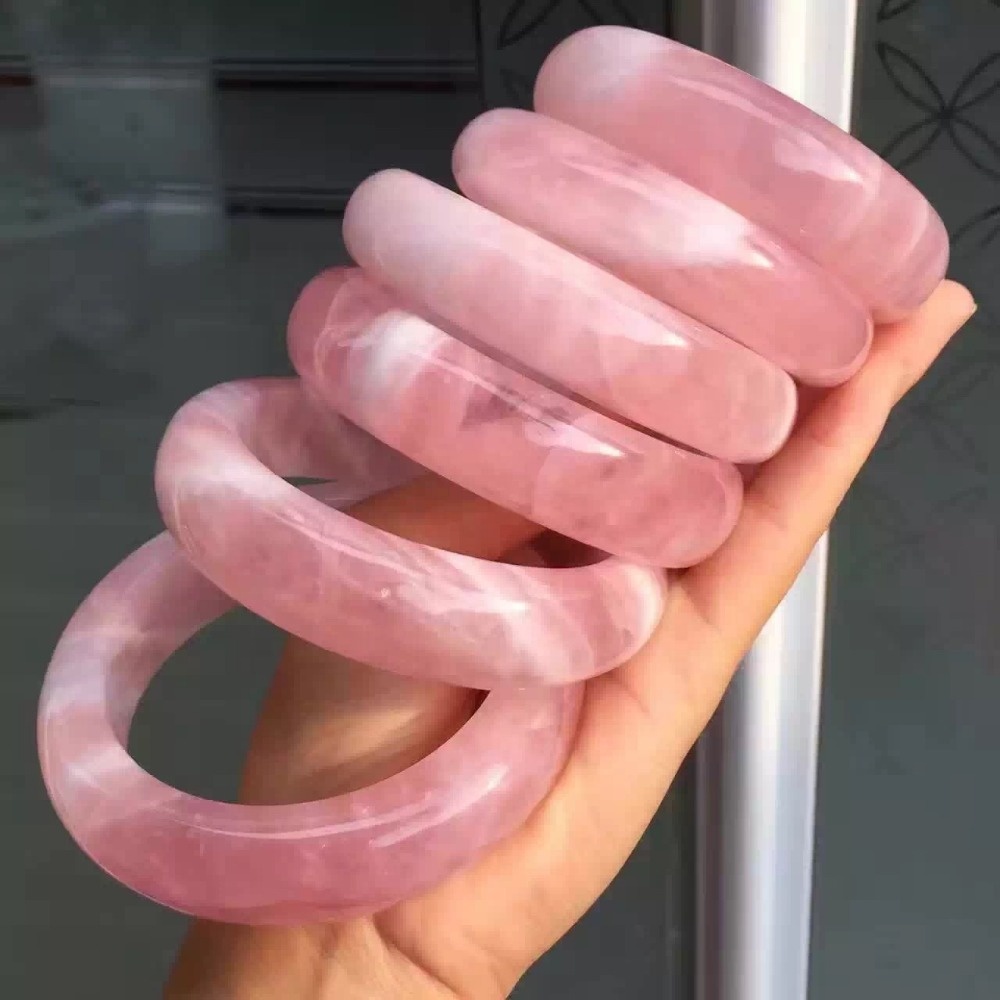 Vaaleanpunainen Rose Quartz Bangles Muoti Korut Naiset Bangles 7