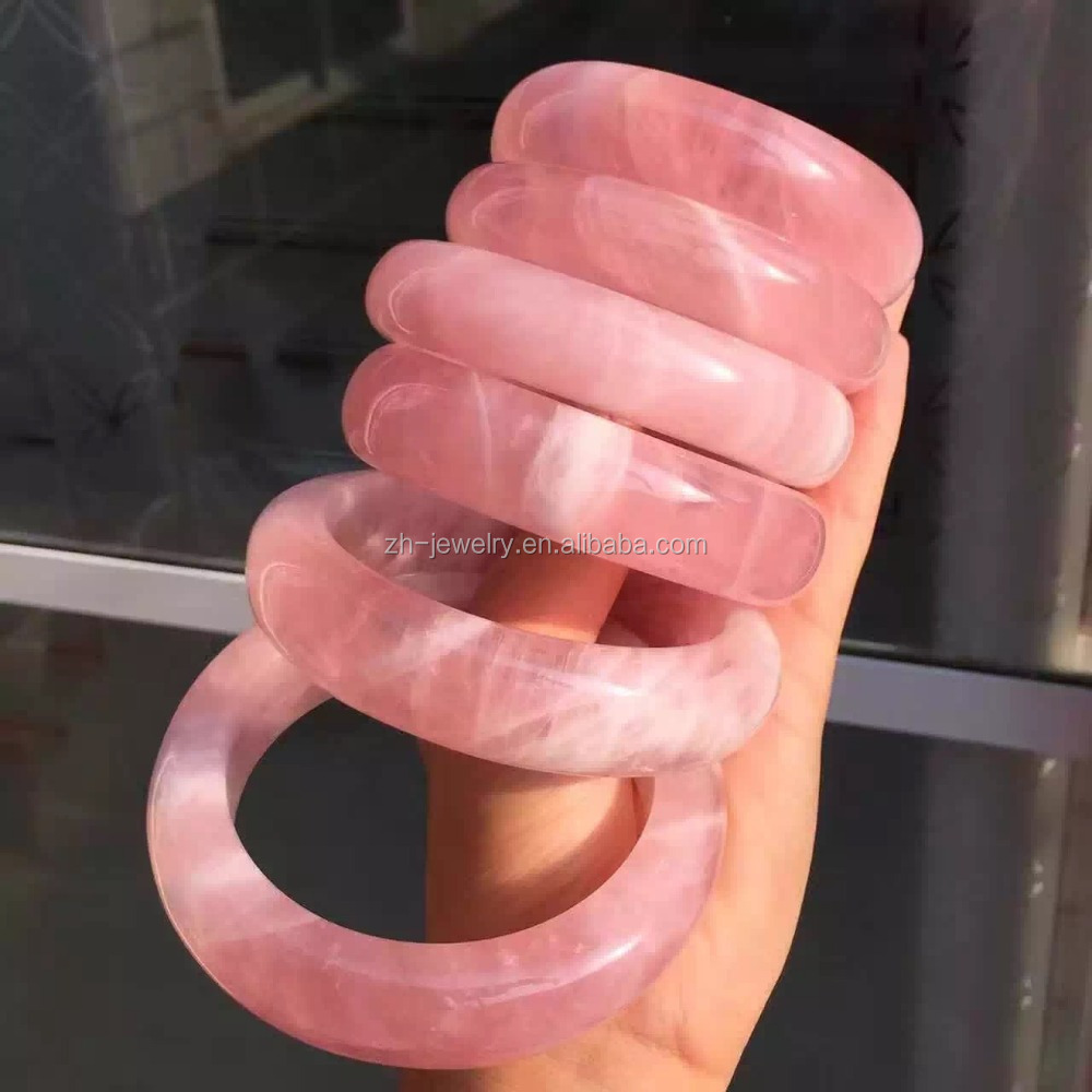 Vaaleanpunainen Rose Quartz Bangles Muoti Korut Naiset Bangles 9