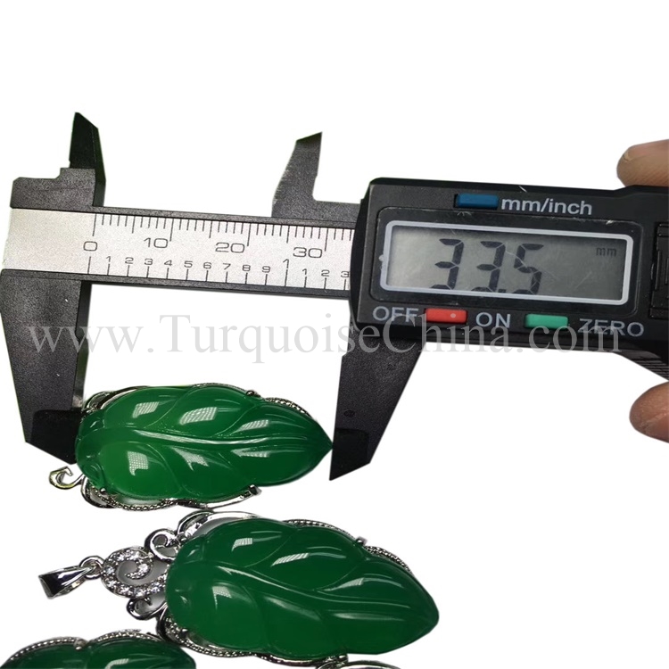 Chrysopase ya asili ya Sterling 925 Sterling Sliver Ponedant Green Leaf Jewelry 9