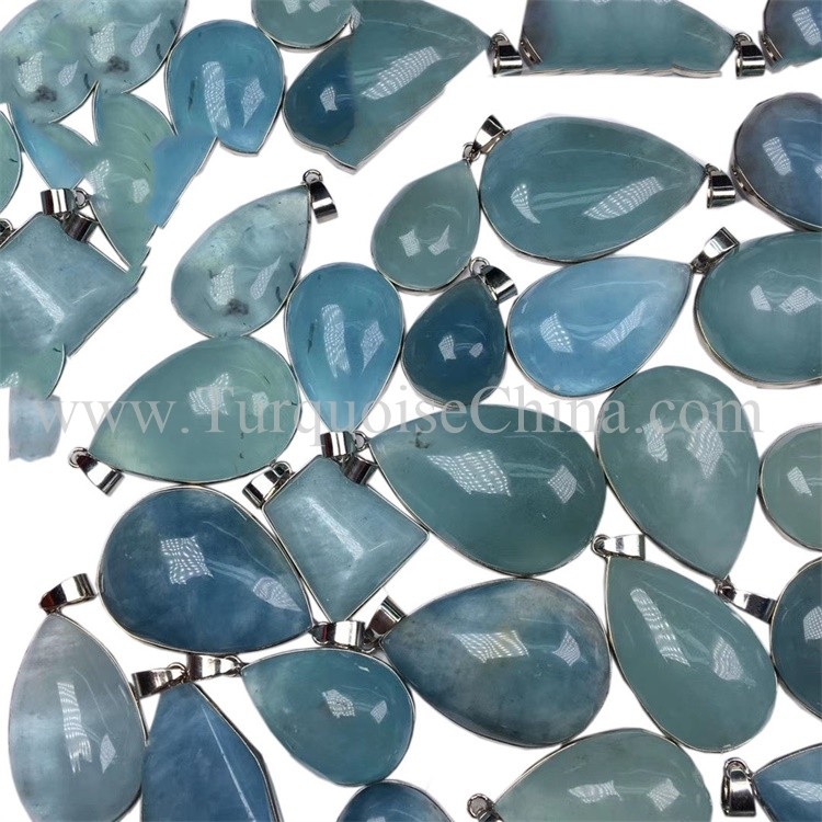 Elegante prachtige pendint ketting Milky Blue Aquamarine Water Drop Hainan Gemstone foar Exquisite Gift 7