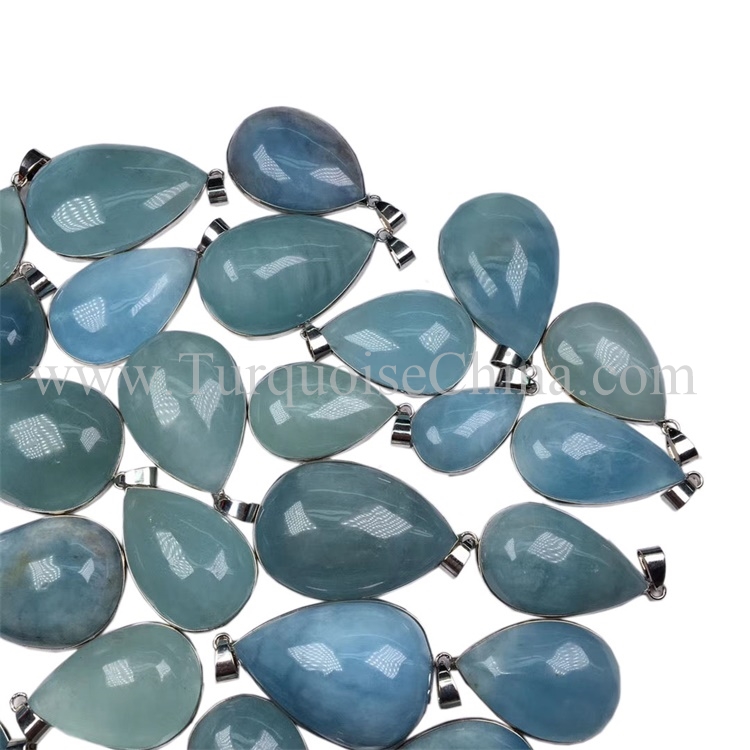 Elegante prachtige pendint ketting Milky Blue Aquamarine Water Drop Hainan Gemstone foar Exquisite Gift 13
