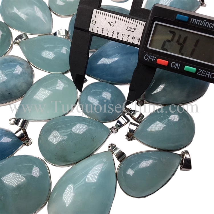 Elegante prachtige pendint ketting Milky Blue Aquamarine Water Drop Hainan Gemstone foar Exquisite Gift 9