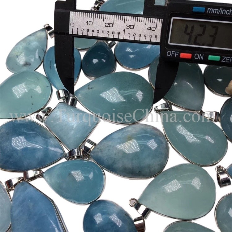 Elegante prachtige pendint ketting Milky Blue Aquamarine Water Drop Hainan Gemstone foar Exquisite Gift 11
