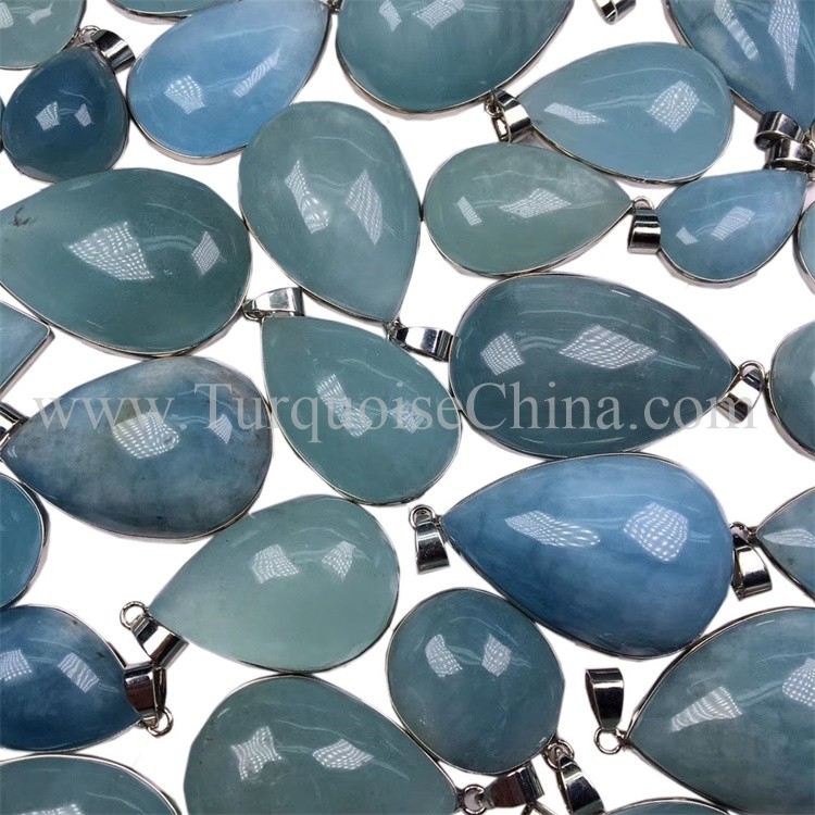 Elegante prachtige pendint ketting Milky Blue Aquamarine Water Drop Hainan Gemstone foar Exquisite Gift 17