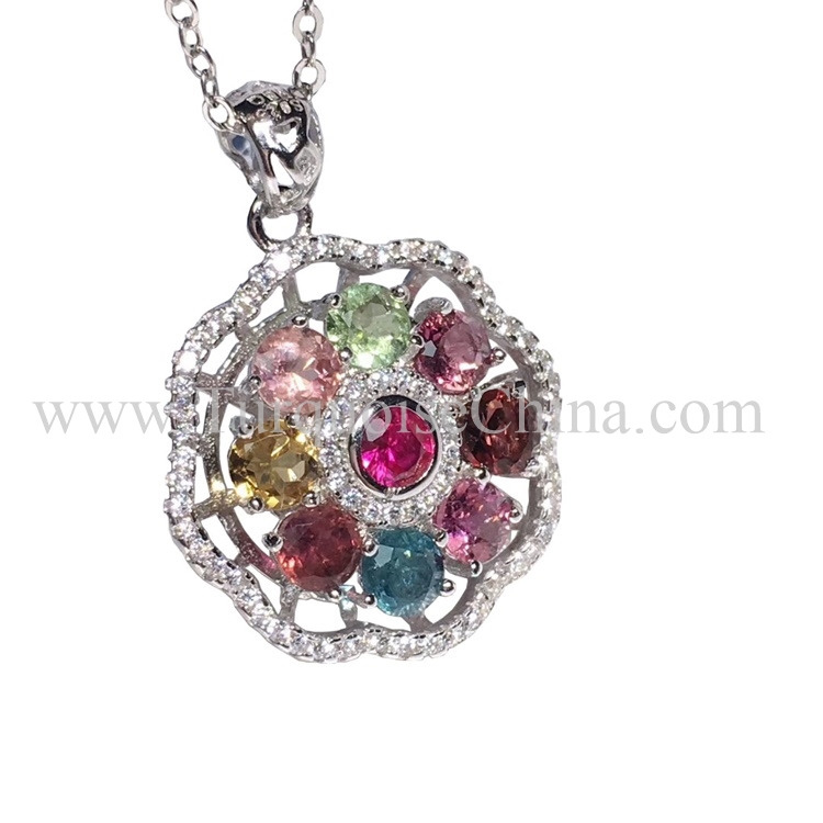 사람들을 즐겁게 만드는 핫 세일 자연 반짝 이는 전기석 펜던트 9