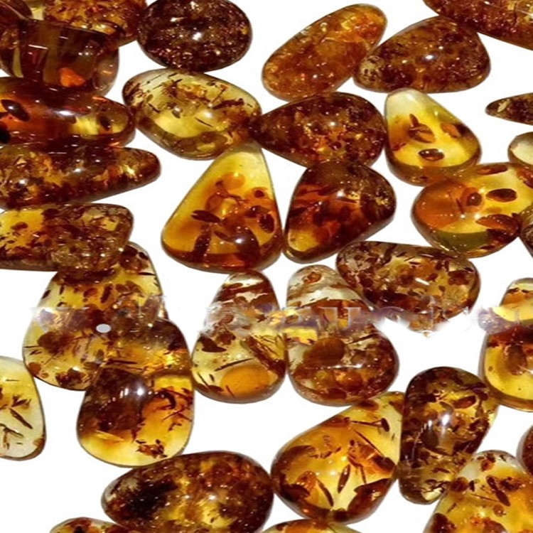 Pretty Natural Amber beeswax cabochon water Drop shape Yellow gemstone jewelry 8