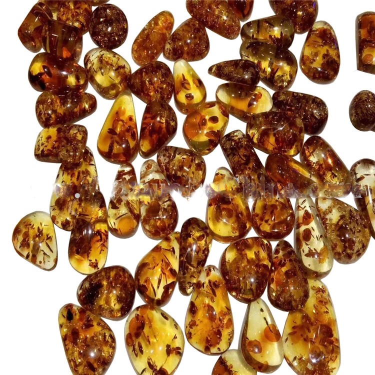 Pretty Natural Amber beeswax cabochon water Drop shape Yellow gemstone jewelry 10