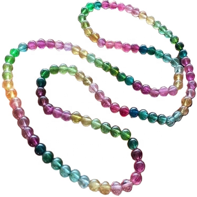 3A природен турмалин повеќе бои скапоцен камен монистра круг на целосни насоки 16 '' одлично за изработка на накит 11