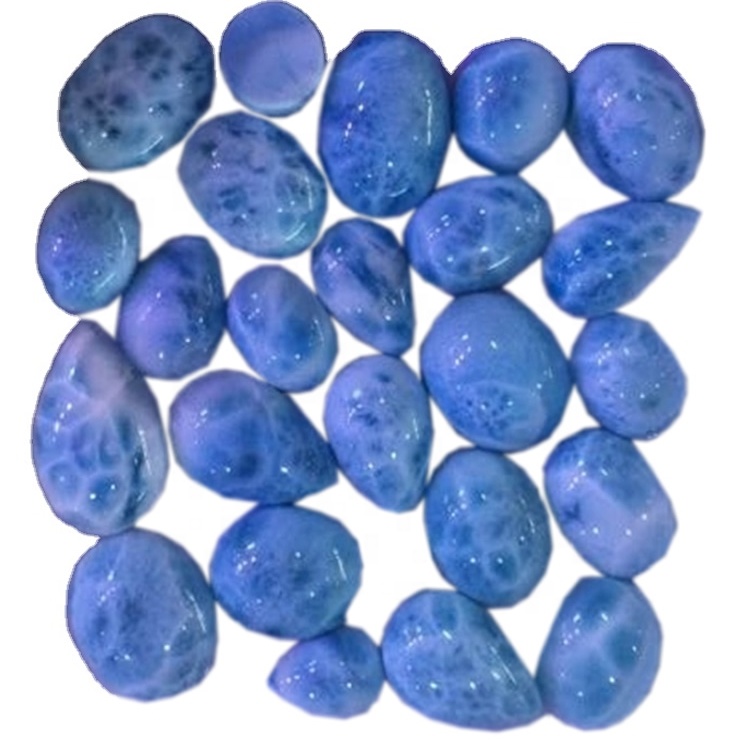 Larimar พลอยแฟนซี Cabochon ธรรมชาติ Larimar พลอย AAA ด้านคุณภาพธรรมชาติหลวมกึ่งมีค่าเครื่องประดับพลอยทำ Cab 9