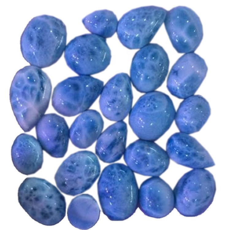 Larimar พลอยแฟนซี Cabochon ธรรมชาติ Larimar พลอย AAA ด้านคุณภาพธรรมชาติหลวมกึ่งมีค่าเครื่องประดับพลอยทำ Cab 7